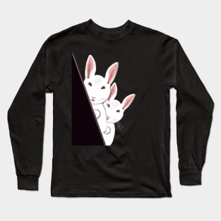 bunny rabbit peekaboo- cute bunny rabbit peeking out Long Sleeve T-Shirt